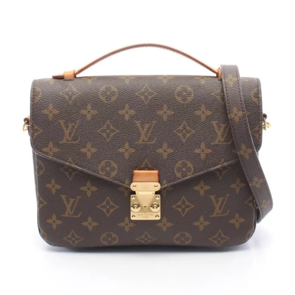 Louis Vuitton Pochette Metis Monogram Handbag Canvas Leather Brown